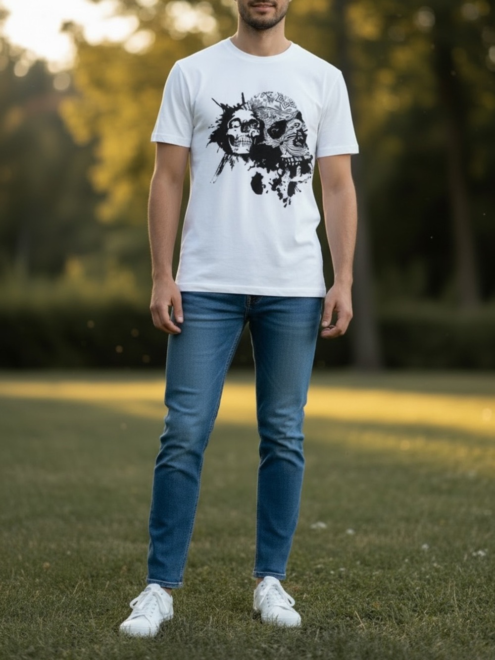 Robert Graham Mens White Tee (Skull)